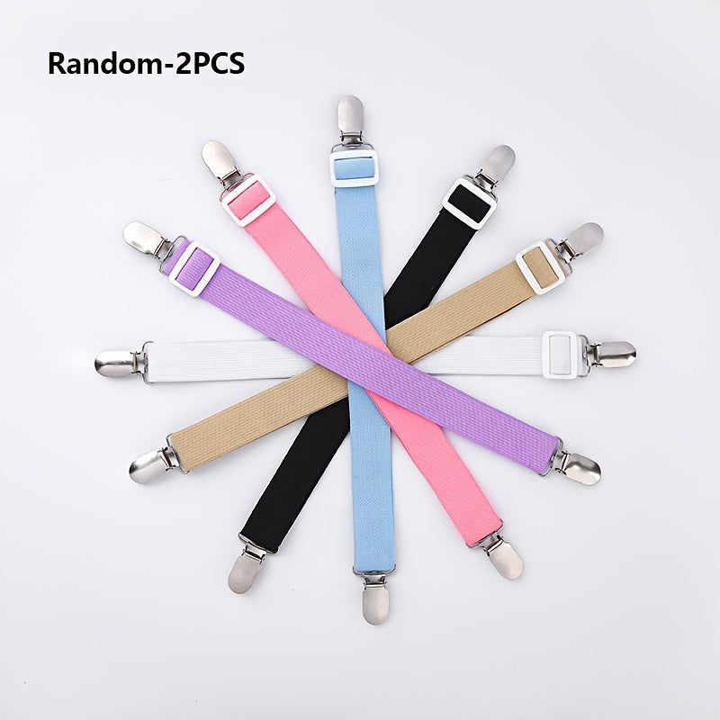 White Adjustable Bed Sheet Clips with Anti-Slip Buckles and Straps