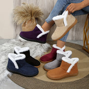 Women's Winter Plush Lined Slip-On Ankle Boots with Rubber Sole