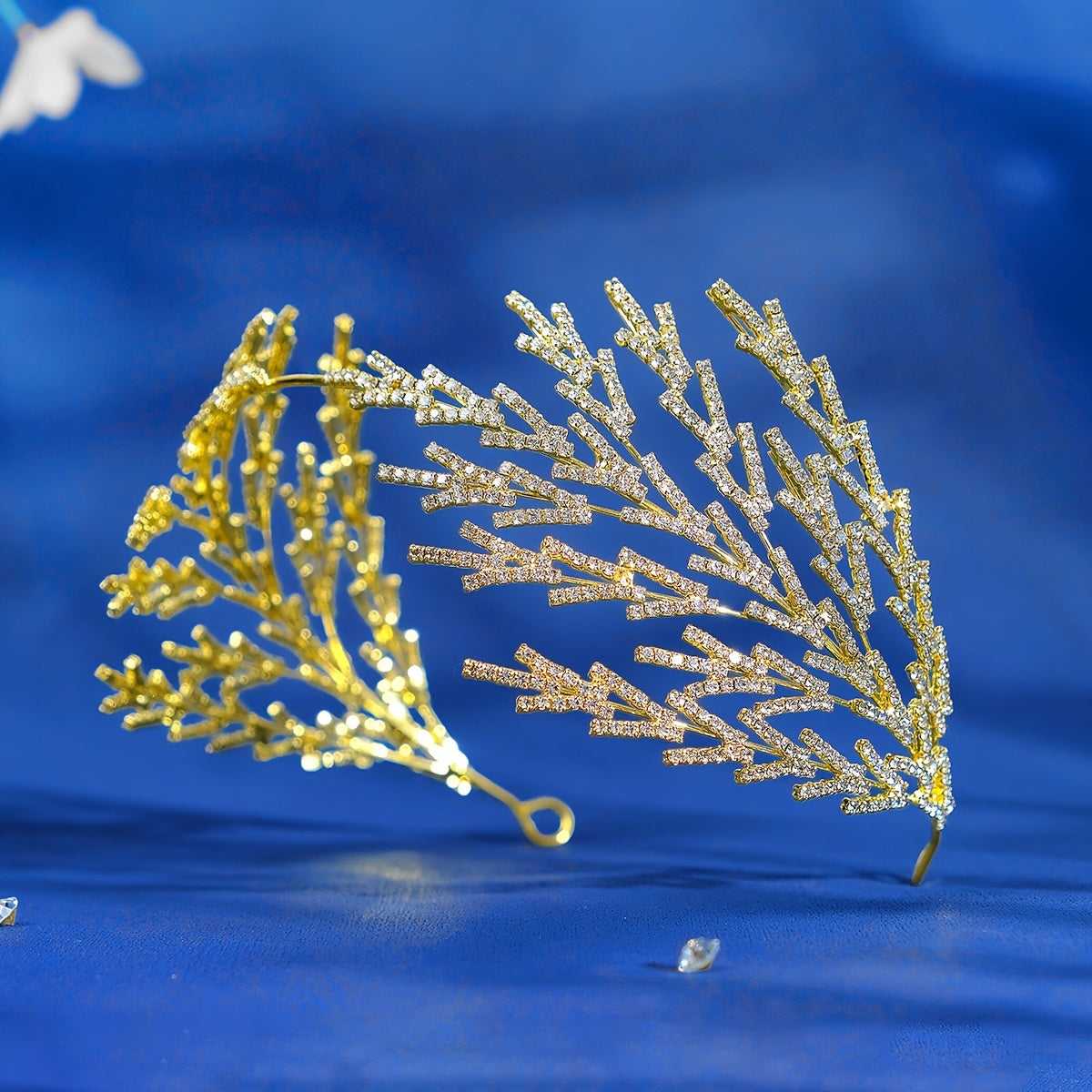 To'ylar, partiyalar va kostyumlar uchun oltin bargli rhinestone bosh band