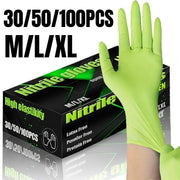Green Nitrile Gloves Disposable Pack of 30 50 or 100 for Food Cleaning and DIY