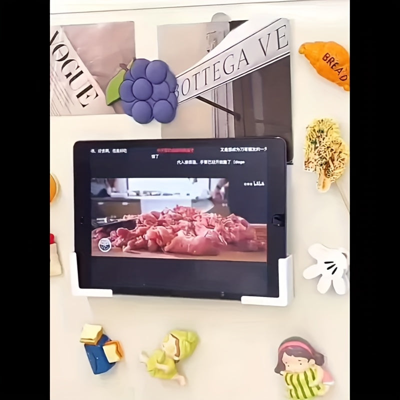 Juego de 2 soportes magnéticos blancos para teléfono y tableta de cocina, montaje en nevera, plástico duradero