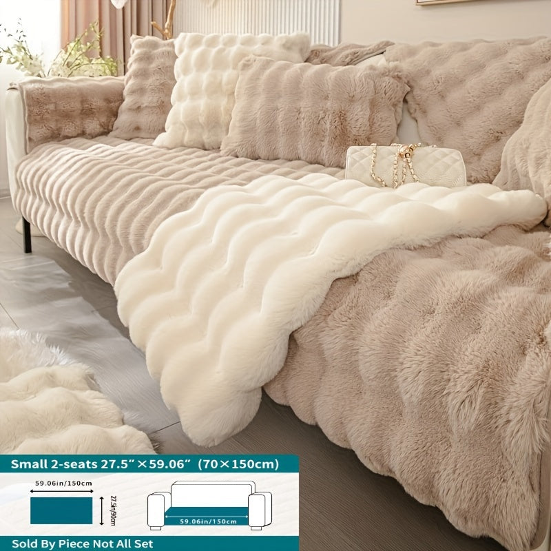 Winter Plush Sofa Cover Anti-Slip Dustproof Slipcover for Couch Living Room Bedroom