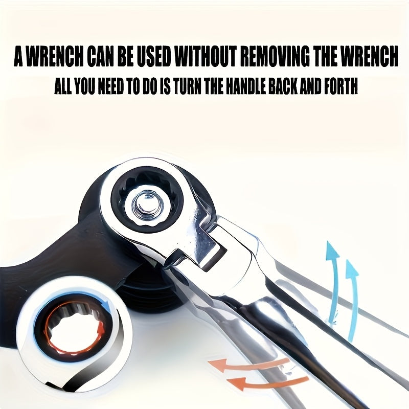 Гибкий головной трещоточный ключ из прочного металла, ручной инструмент для ремонта автомобилей, мотоциклов, велосипедов