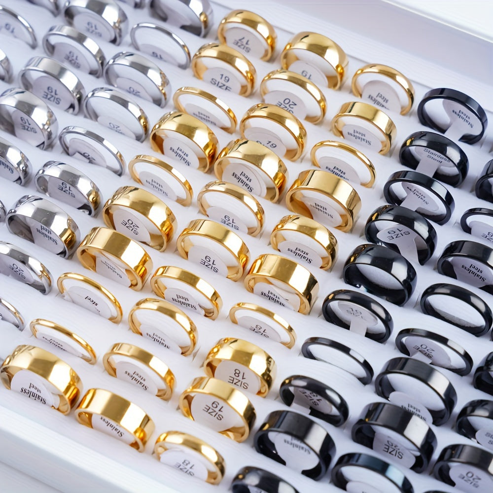 Minimalist zanglamaydigan po'latdan yasalgan uzuklar to'plami erkaklar va ayollar uchun, 10 ta uzuk, 2-8MM