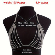Sexy Crystal Body Chain Halter Neck Bikini Necklace for Vacation Party Wear
