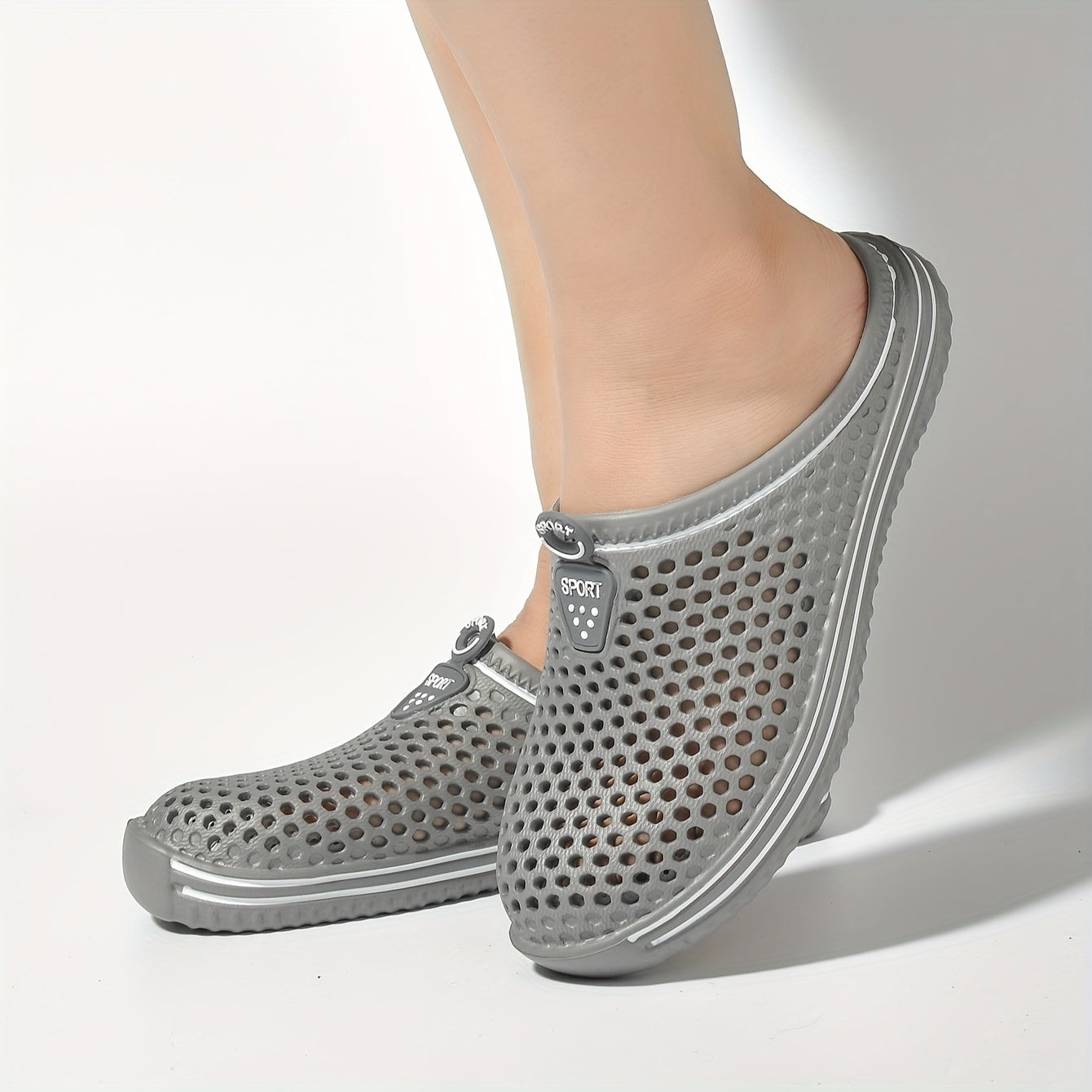 Women's Black and Red EVA Clogs: Breathable Garden Shoes with Adjustable Strap