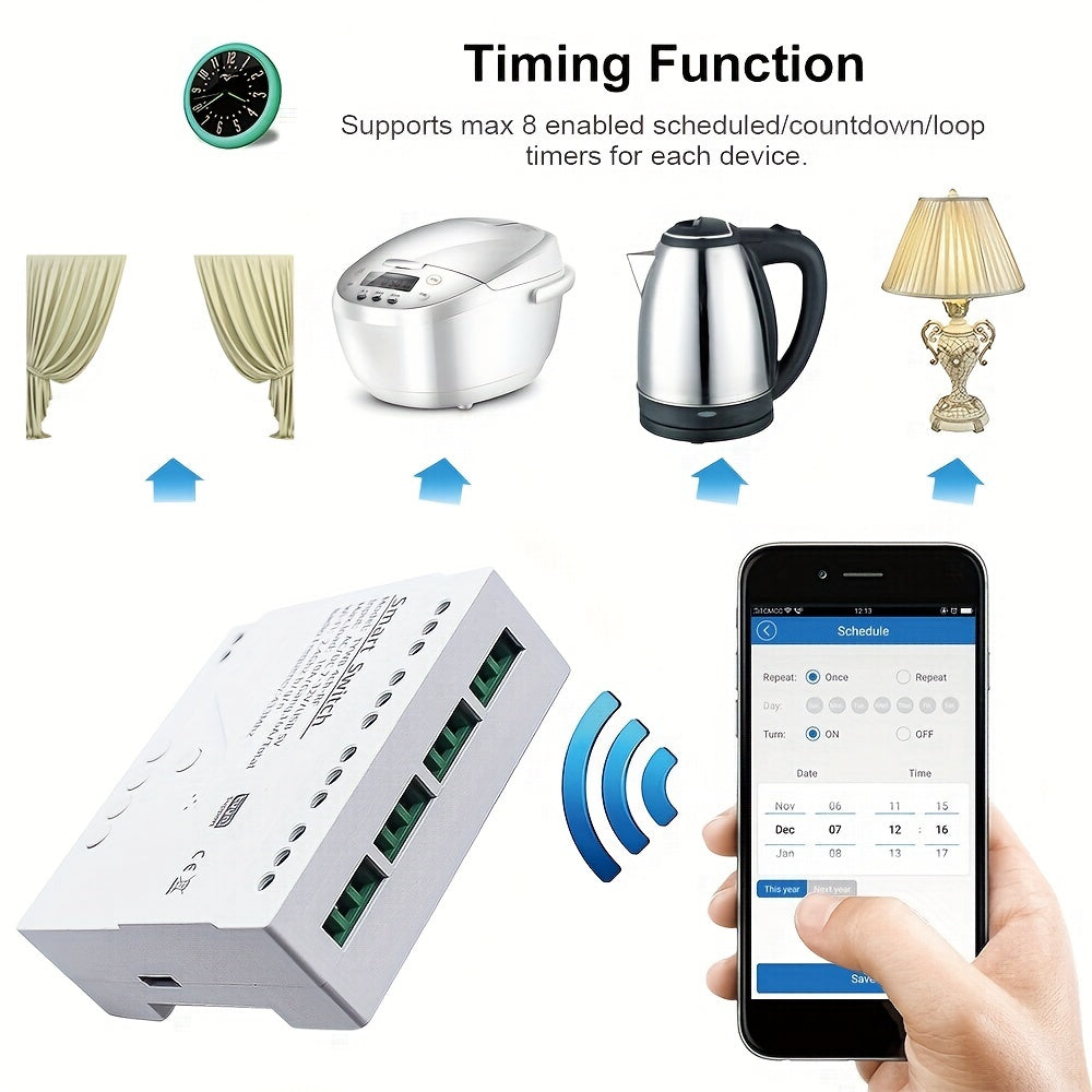 Smart WiFi Switch 4-Channel Compatible with Alexa Google Home RF Remote Control Tuya App