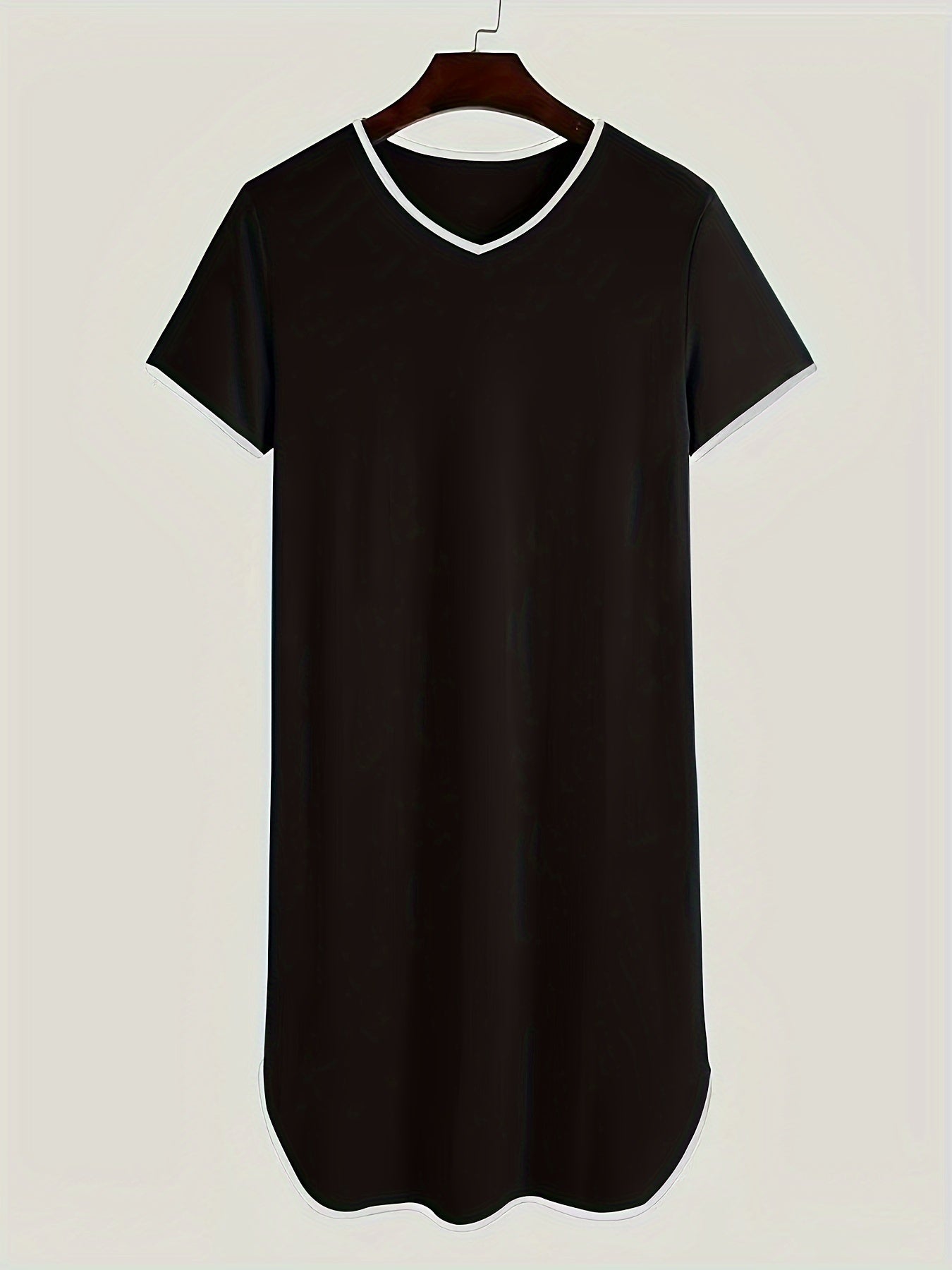 Men's Summer Stretch V-Neck Knee-Length Sleepwear Robe in Solid Color