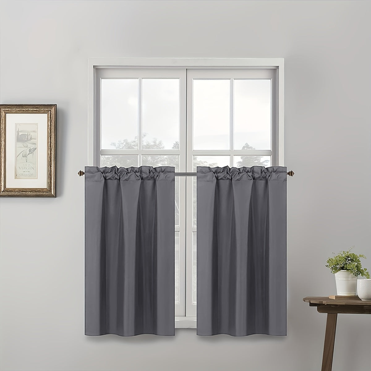 Blackout Curtain Panels for Bedroom and Living Room Black Short Rod Pocket Window Drapes