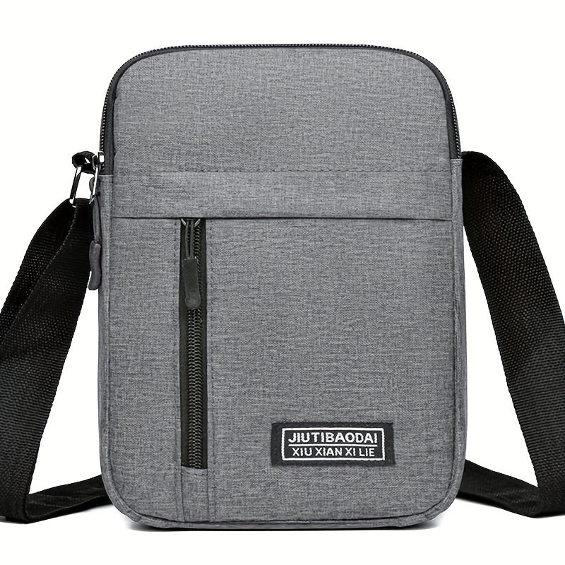 Men's Casual Oxford Cloth Shoulder Bag with Multiple Compartments Black