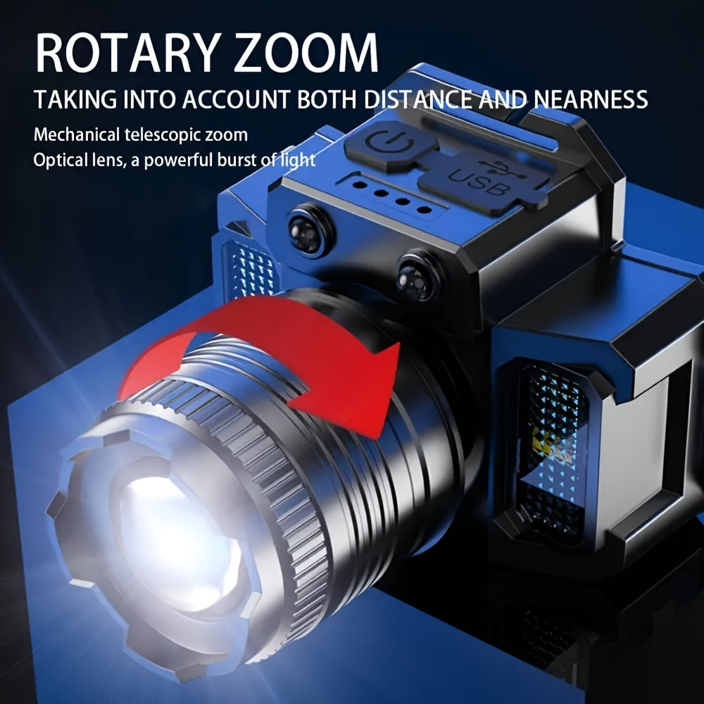 Rechargeable LED Headlamp for Outdoor Activities and Emergencies Waterproof Non-Waterproof Lightweight Headlight for Camping Running Hunting Fishing