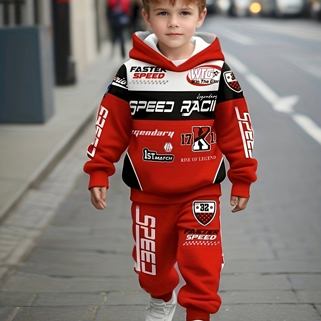 Детский комплект мотоциклетного стиля для мальчиков: куртка с капюшоном и штаны, весна-осень, повседневный