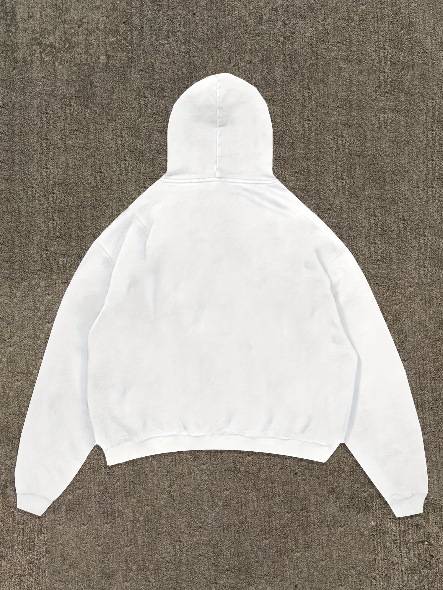 Hooded Sweatshirt with Kangaroo Pocket Portrait Print Long Sleeve Polyester Knit Casual Sportswear