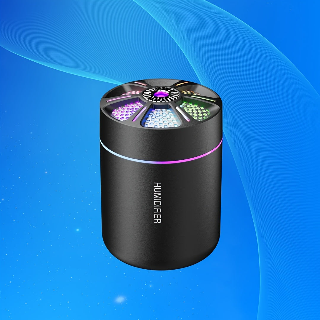 Mini ultratovushli namlovchi, rangli gradient yorug'lik bilan, ofis, avtomobil, yotoqxona va maktab uchun mukammal. Plastikdan tayyorlangan va USB orqali quvvatlanadi.