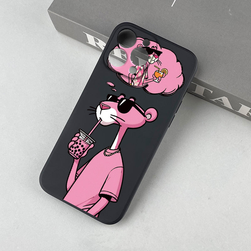 Pink Panther Silicone Phone Case for All iPhone Models Couples Protective Cover