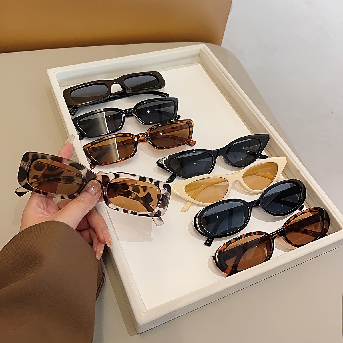 Set of 8 Women's Fashion Glasses in Hot Classic Colors for Street Photography and Parties