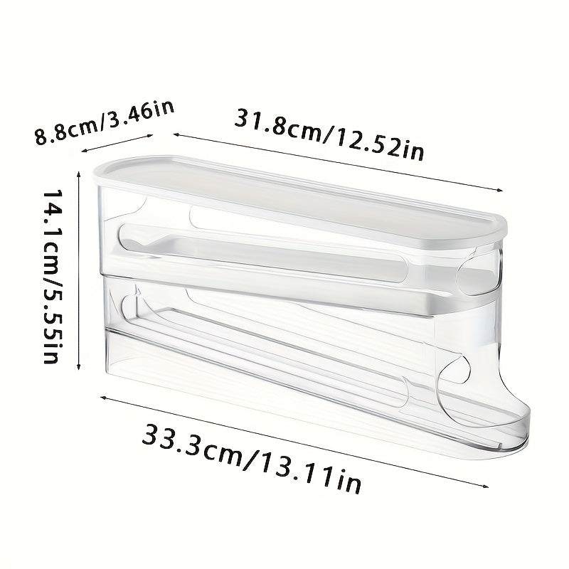 Caja de almacenamiento de huevos de doble capa con deslizamiento para nevera, soporte para huevos, organizador de cocina