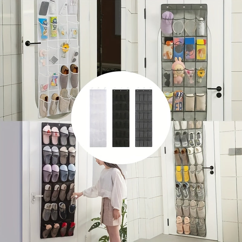 Over-the-Door Shoe Organizer with 24/28 Deep Mesh Pockets and Storage Bag for Bedroom Bathroom Living Room