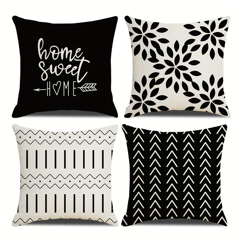 Set of 4 Linen Pillow Covers 45.72cm Square Indoor Outdoor Sofa Bed Car Decor