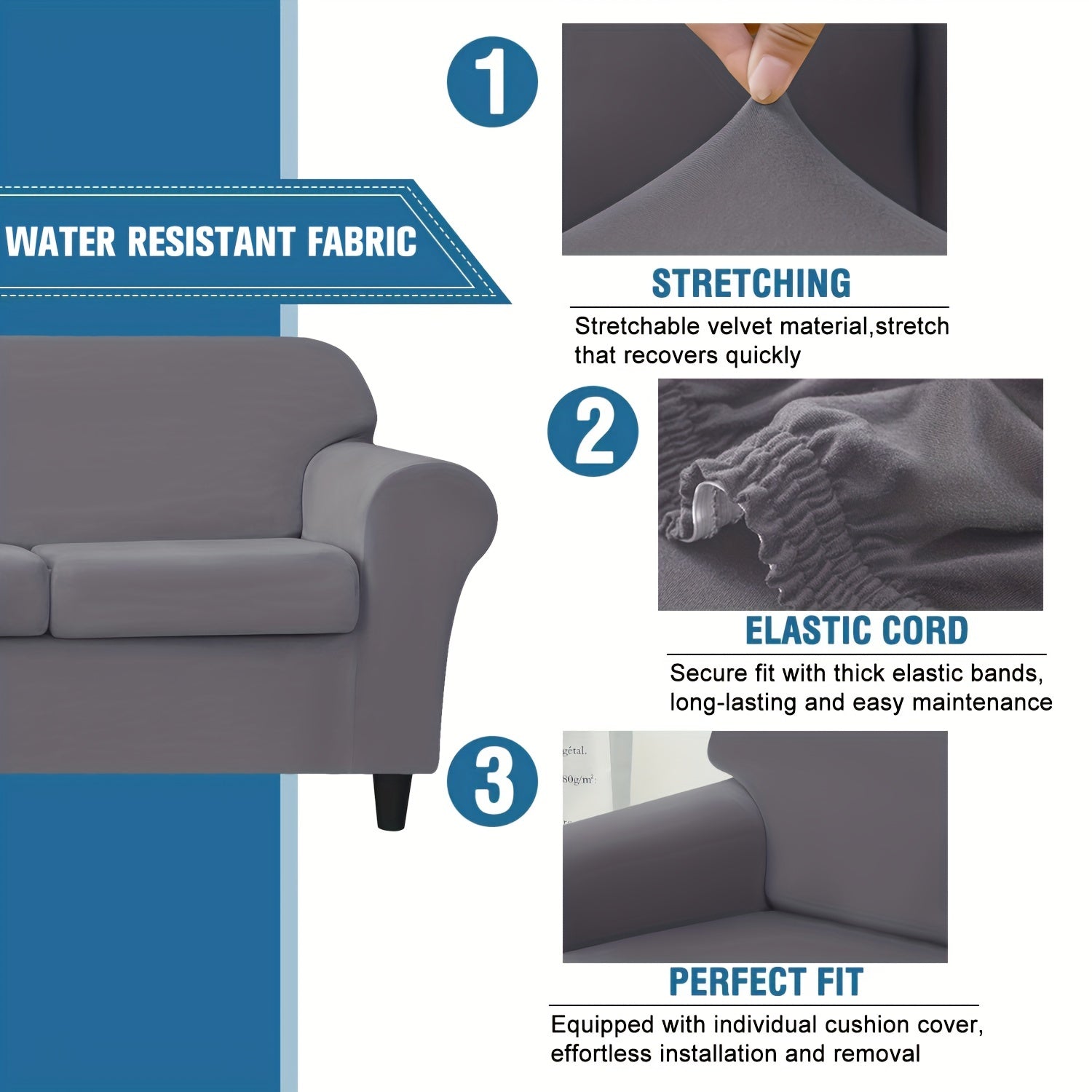 Waterproof Sofa Covers Set with Cushions for 3-Seater Lounge Furniture