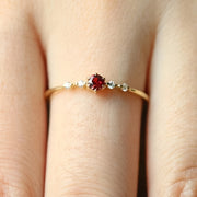 Women's Copper Ring with Red Cubic Zirconia Micro Pave Design for Daily Wear