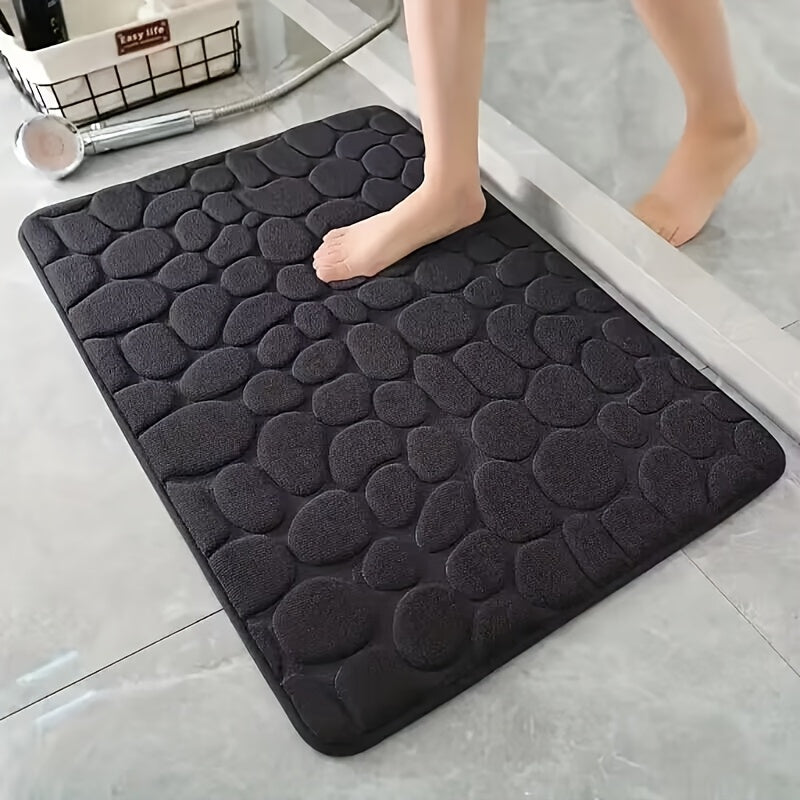 Alfombra de baño de felpa suave y esponjosa con diseño de piedras de coral, antideslizante, de secado rápido