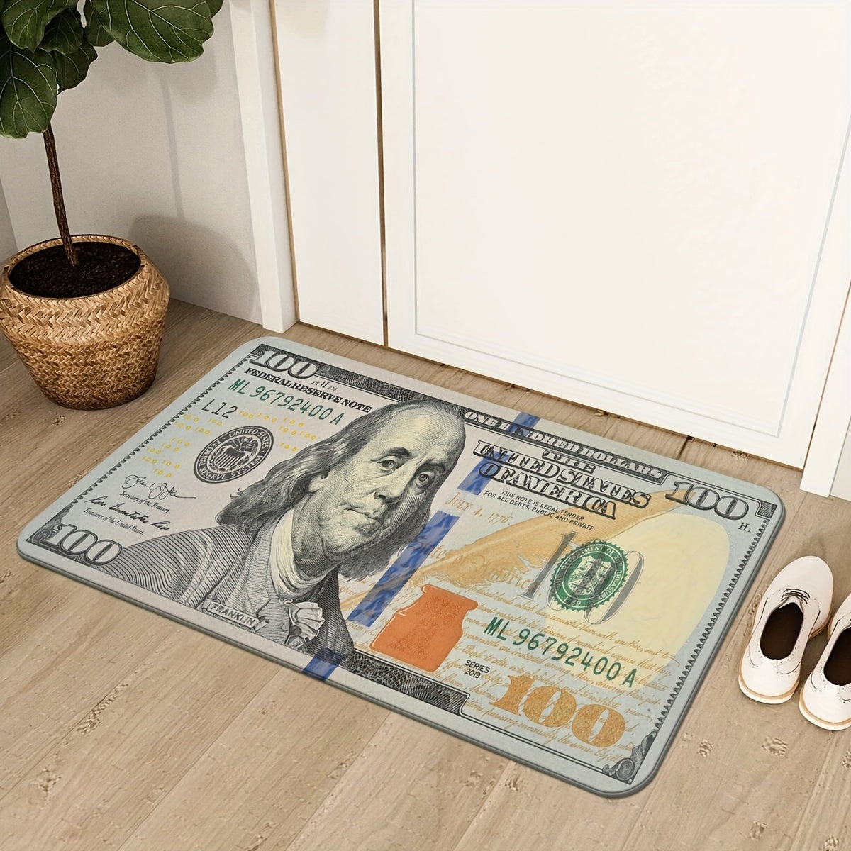 Non-Slip Wood Grain Doormat Absorbent Stain-Resistant Various Sizes