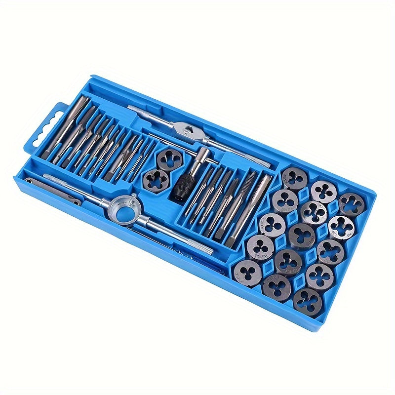 Juego de 40 piezas de machos y hembras de metal para roscado manual con llave ajustable y tapones de rosca