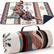 Bohemian Reversible Outdoor Picnic Blanket with Carry Bag for Camping Beach Hiking