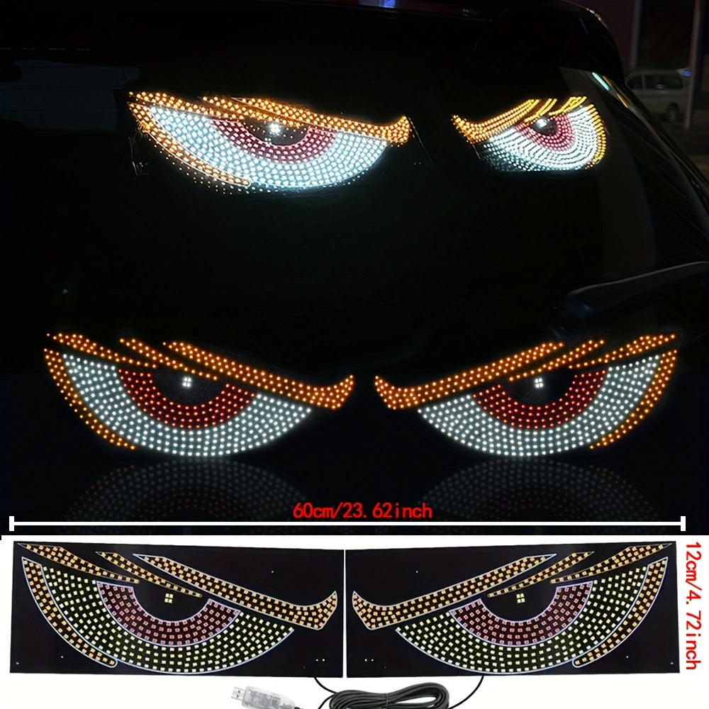 2pcs LED Car Lights USB Powered No Wiring Flex Display Red Yellow