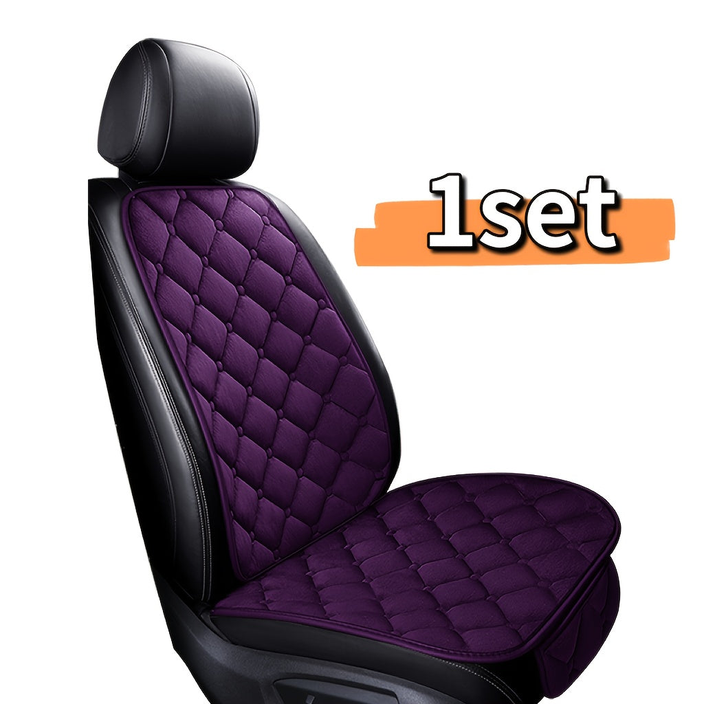 Set of 2 Plush Car Seat Cushion Covers Oval Shape Universal Fit for Front Seat Bottom and Backrest