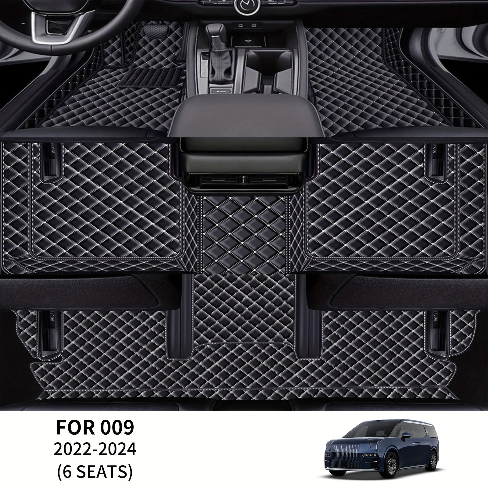 Роскошный коврик для пола автомобиля из искусственной кожи для шести мест, защита от всех погодных условий