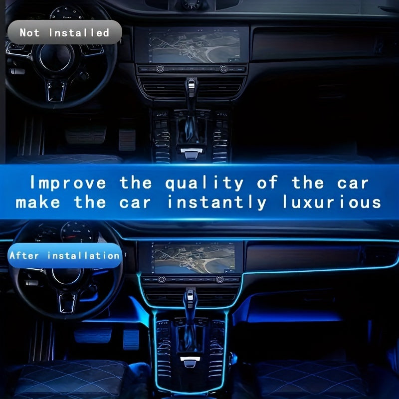 Interior Car LED Atmosphere Light Flexible Neon Strip 200cm Decoration