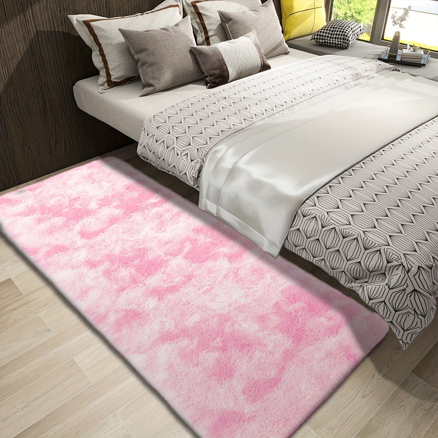 Soft Shaggy Tie-Dye Area Rug, Indoor, 70x70cm, Machine Washable