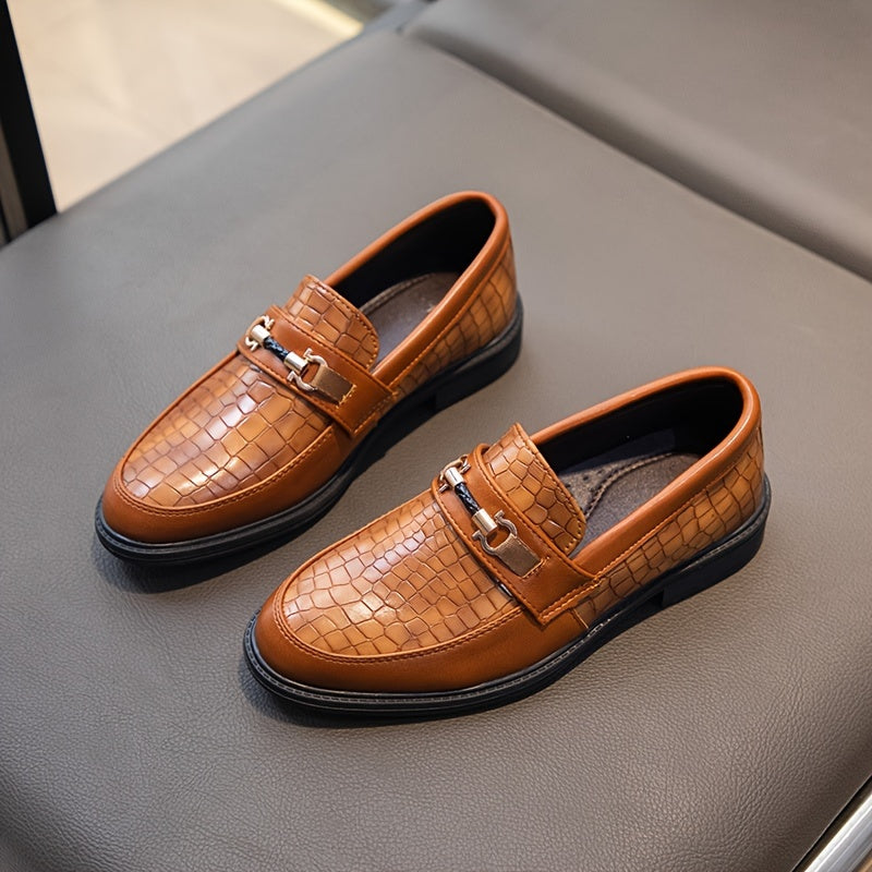 Vintage-Inspired Slip-On Loafers for Boys and Girls Faux Leather Pointed Toe Casual Dress Shoes Black Brown