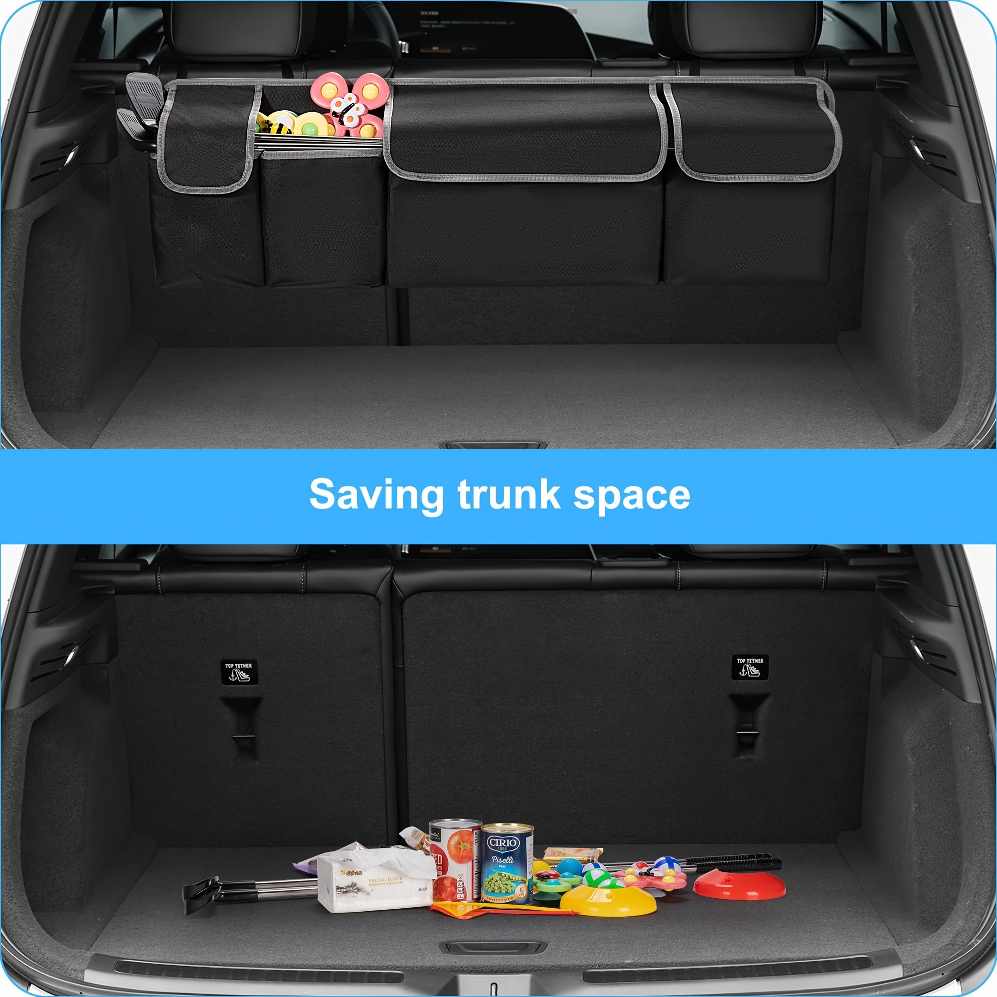 Organizador de asiento trasero para coche, de nylon, con 4 bolsillos, almacenamiento de carga para SUVs, camiones y furgonetas