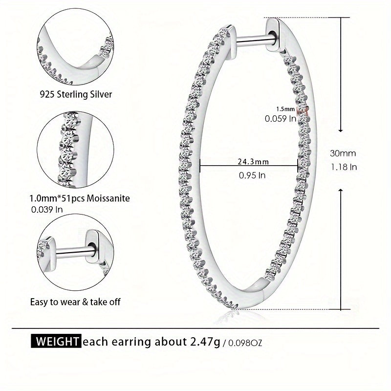 Sterling Silver Moissanite Huggie Hoop Earrings December Birthstone Jewelry