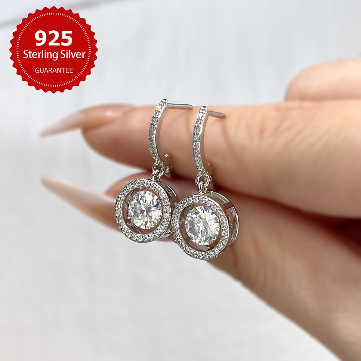 Sterling Silver 1CT Moissanite Hoop Earrings for Women Wedding Engagement