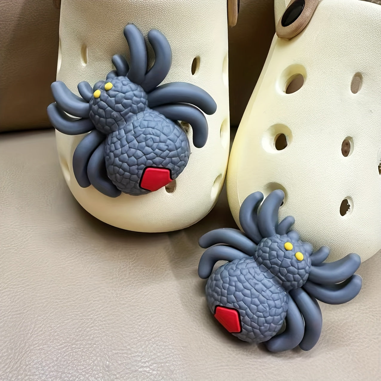 Women's Hole Shoes with 3D Floral Buckles and Spider Accessories