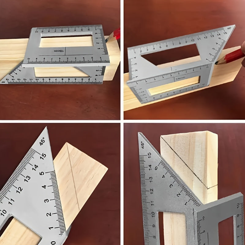 Aluminum Square Ruler for Woodworking 45°/90° Multi-Angle Measuring Tool