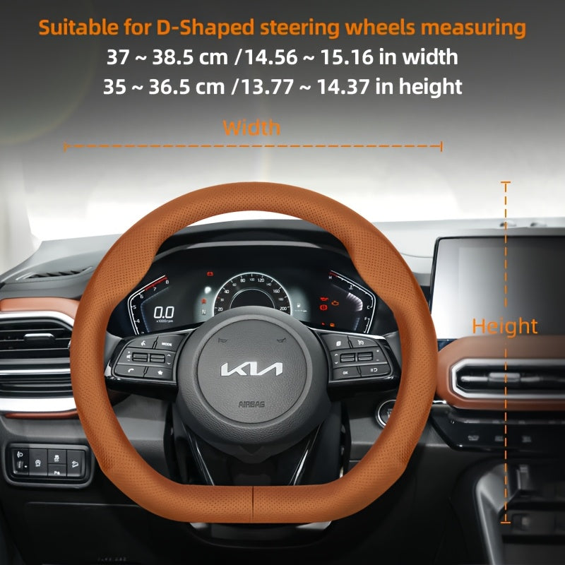 Universal Ultra-Thin Faux Leather Steering Wheel Cover Breathable Non-Slip