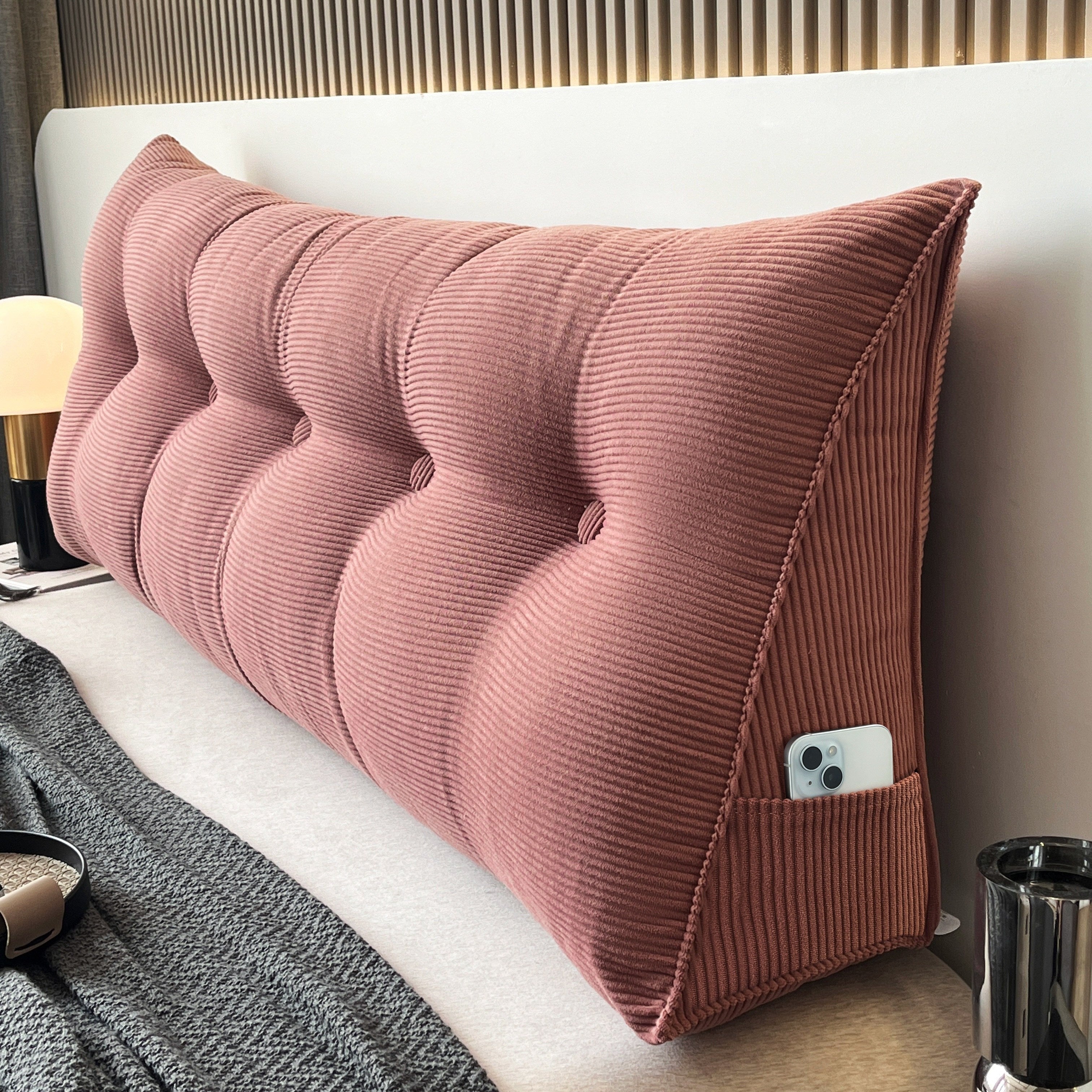 Подушка-кушетка для пола с полосатым дизайном, боковым хранением, мягкой поддержкой спины