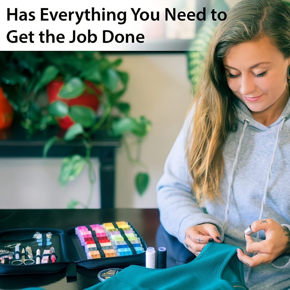 Портативный набор для шитья на холсте, всесезонные дорожные ремонтные принадлежности, черный