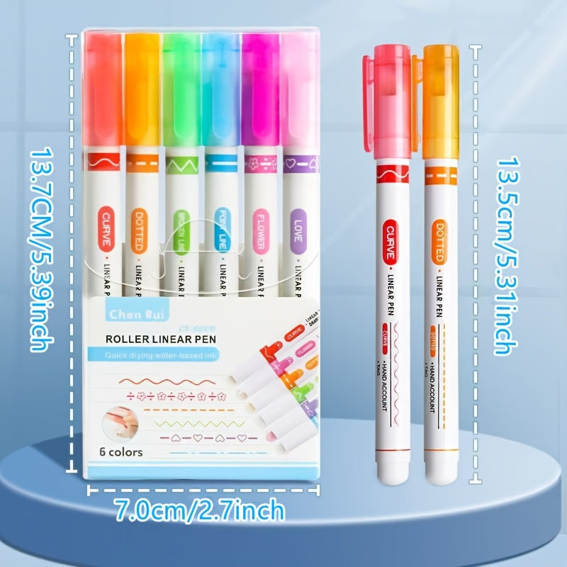 Set of Six Flower-Shaped Pens for Note-Taking and Coloring