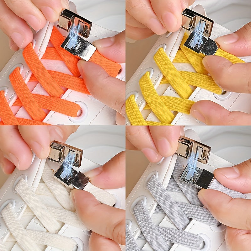 Magnetic No-Tie Elastic Shoelaces for Sneakers and Boots, Easy to Use