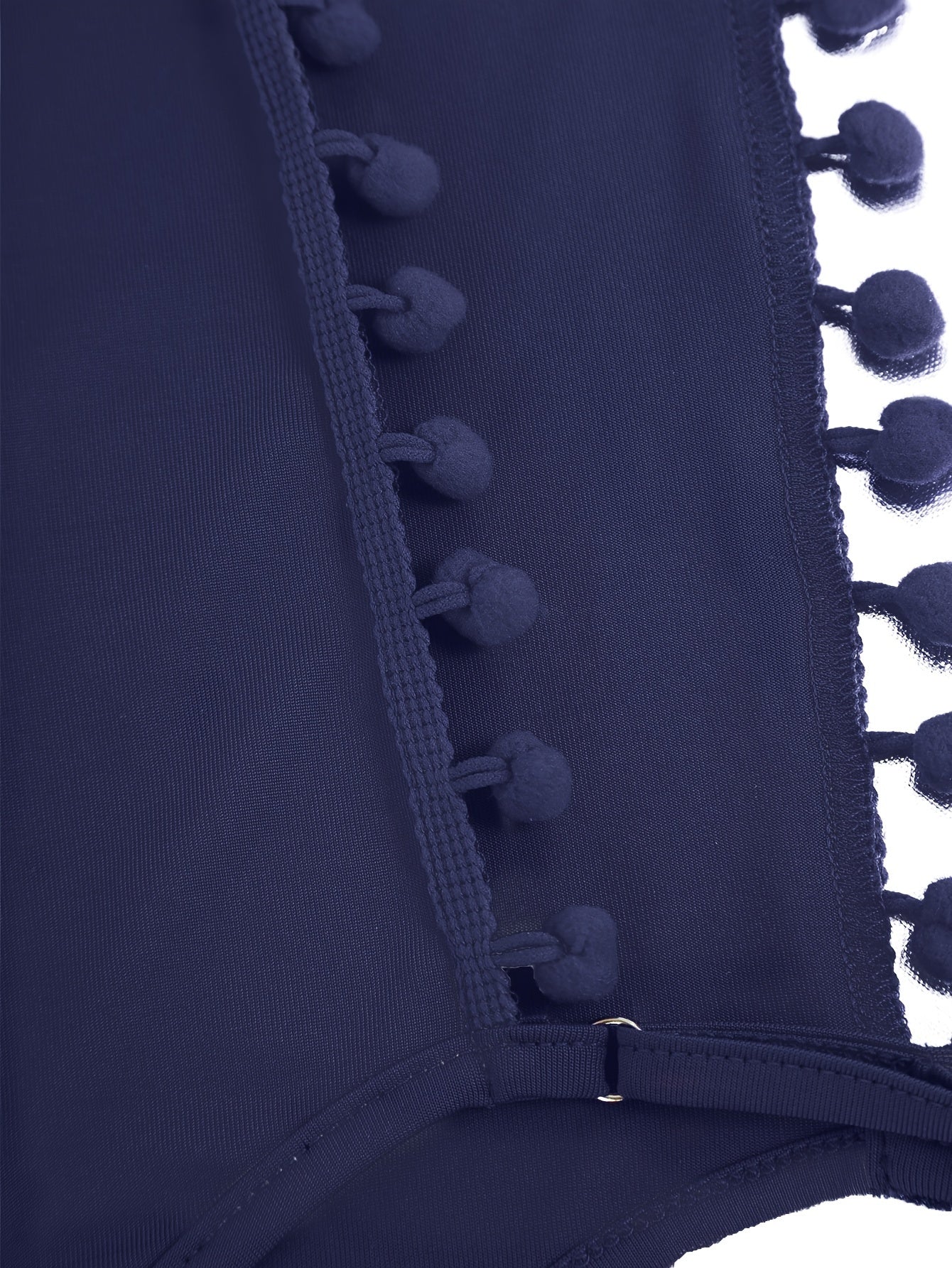 Maxi Beach Cover-Up Dress with Pom-Pom Decor V-Neck Backless Wrap Hem for Women