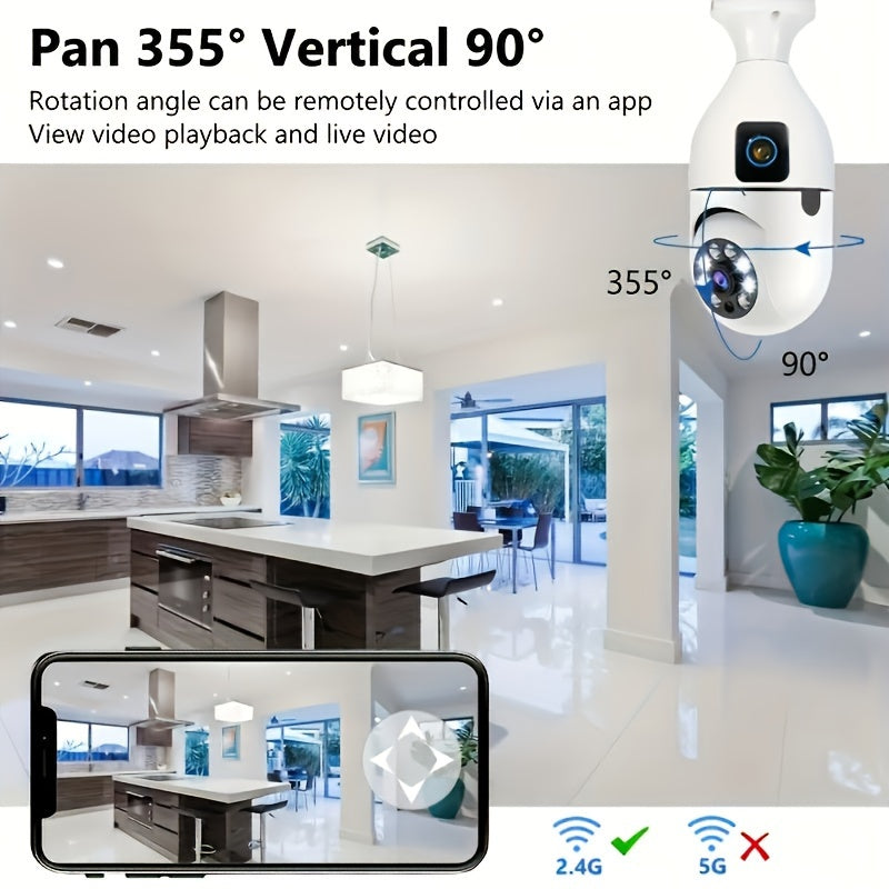 Smart Home PTZ Security Camera Hard-Wired Outdoor Indoor Surveillance Dual Lenses Motion Detection Two-Way Audio Cloud Storage