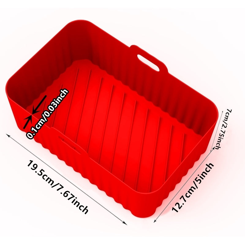 1/2 dona kvadrat havo fritüri silikon qozon oven pishirish panjara uchun, o'lchami 19.48cm x 12.7cm x 6.99cm.