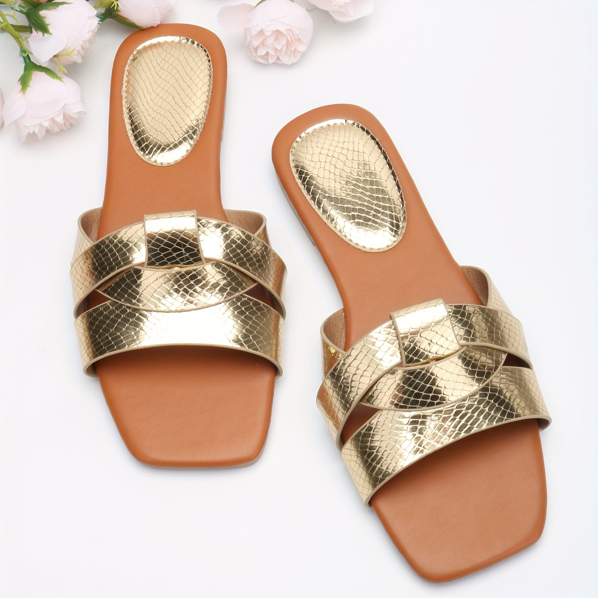 Women Summer Flat Sandals Open-Toe Casual Beach Shoes Cross Strap