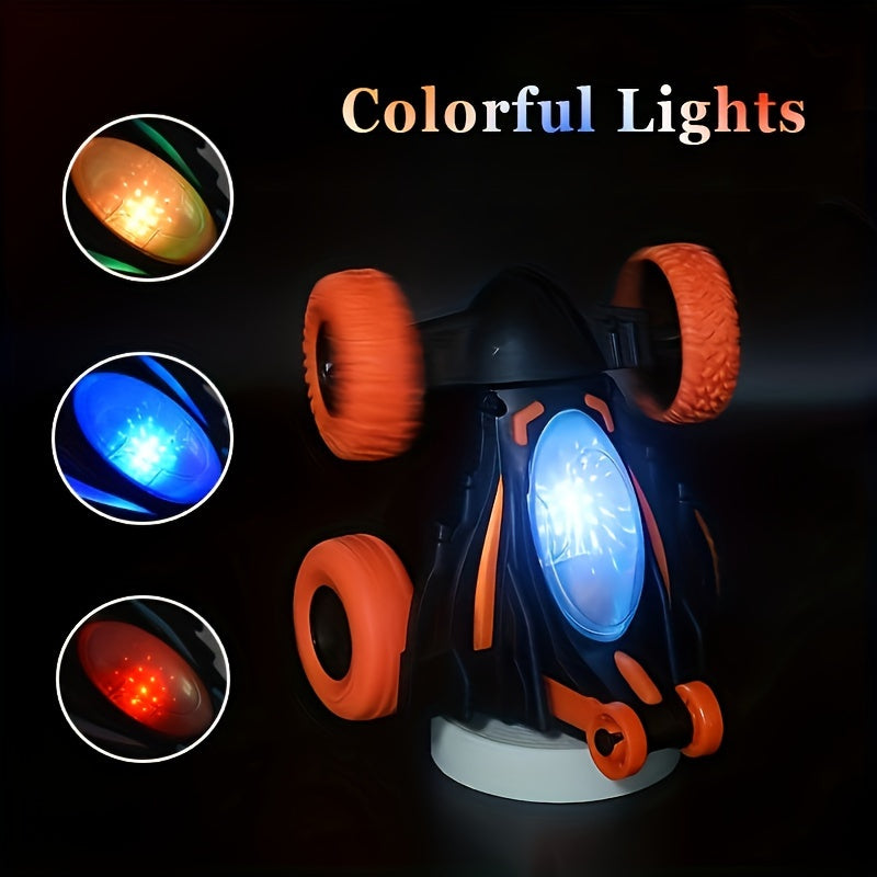 "Bolalar uchun 360-daraja aylanuvchi avtomobil o'yinchoq, chiroqlar va musiqa bilan, batareyada ishlaydigan plastikdan yasalgan, masofadan boshqarish pultiga ehtiyoj yo'q, o'g'il va qizlar uchun mos"